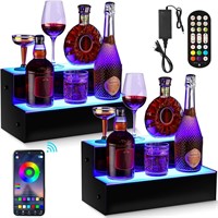Qunclay 2 Pcs LED Lighted Liquor Bottle Display