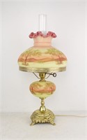 Signed Fenton Art Glass Hand Painted Lamp