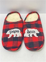 Pair of red men’s size XL Papa Bear slippers
