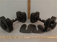 Convertible dumbells, max weight is 25lbs