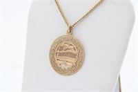 14k Gold Greek Parthenon Medallion Pendant