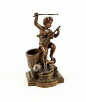 Bronze Boy Playing Violin Matchstick Holder