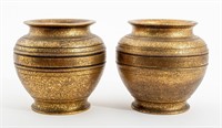 Tiffany Studios Gilt Bronze Urns, Pair