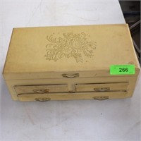 VINTAGE JEWELRY BOX (MIRROR NEEDS RE-GLUED, AND >>
