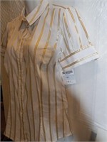 NWT ZARA SIZE MED SHORT-SLEEVED STRIPED BLOUSE 059