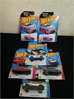 Six collectible Hot Wheels