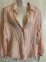 NWT Chico's Pink & White Stripe Blouse SZ 4/6 HB14