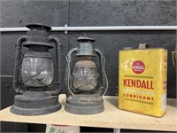 2 Dietz Kerosene Lanterns & Kendall Can.