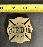 Solid Brass Fire Department Belt Buckle (hallway)