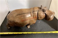 Wooden Carved Hippo (hallway)