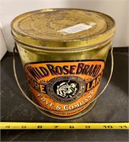 Vintage Wild Rose Brand Lard Pail Tin (hallway)
