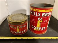2 Vintage Hills Bros Coffee Tins (hallway)
