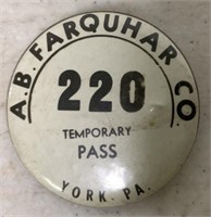 A B Farquhar York PA Temporary Pass Pin