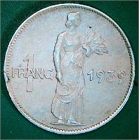 1939 Luxembourg Reeded Coin