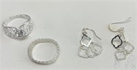 Silver rings and earrings, approximately 5g,