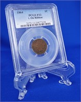 1864 Indian Cent "L" on Ribbon PCGS Graded F-12