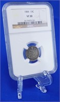 1884 Seated Dime NGC Graded VF-30