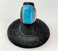 Large Sterling Turquoise Ring 9 Grams Sizde 6