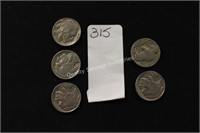 5- assorted buffalo nickels (display)