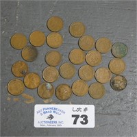 25 Wheat Pennies 1930-1939