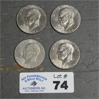(4) 1974 Eisenhower Dollars