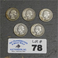 (5) Silver Washington Quarters
