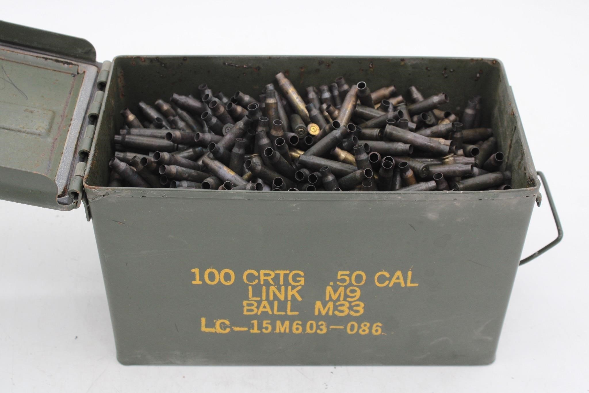 Military .50 Cal Ammo Box Full of 223 Brass