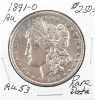 1891-O Morgan Silver Dollar Coin AU Rare Date