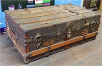 ANTIQUE FLAT TOP TRUNK -WOULD MAKE A GREAT COFFEE