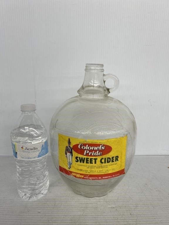 Colonels pride sweet cider collectable glass jar