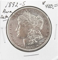 1892-S Morgan Silver Dollar Coin Rare Date