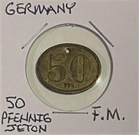 German 50 Pfennig Gaming Token F.M.