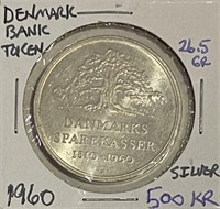 1960 Silver Denmark Banking Token 500 Kroner
