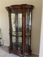 Curved Glass Lighted Curio W/4 Shelves - 6.5 ft