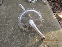 Antique Bicycle Chain ring with crank arm