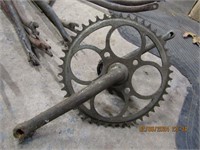 Antique Bicycle Chain ring with crank arm