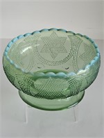 VTG FENTON GLASS CLOVER GREEN OPALESCENT BOWL