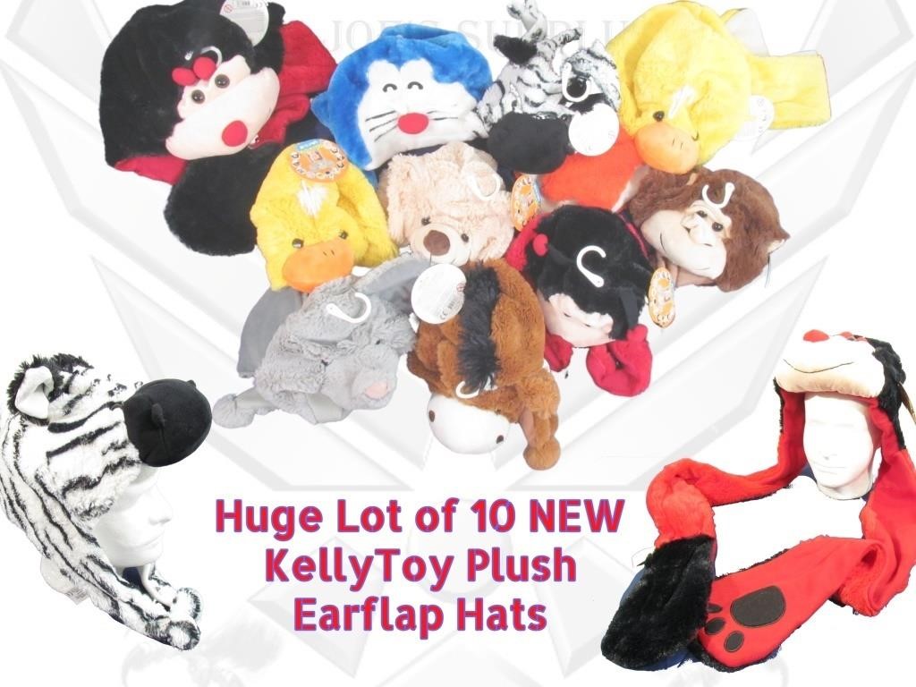 10 NEW KellyToy Plush Animal Earflap Hats Caps