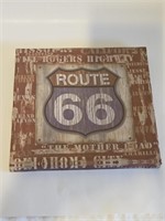 NICE CANVAS/WOOD ROUTE 66 SIGN-LIKE NEW