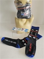 TRUMP FAN COLLECTION,  PENS, SOCKS, AND FACE MASK