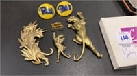 Pitt earrings &s pin, panther pins signed JJ