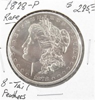 1878-P 8-Tail Feather Morgan Silver Dollar RARE