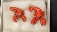 Vintage pair Gerry enameled Lobster scatter pins