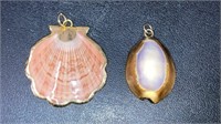 Vintage natural seas shell pendants trimmed in