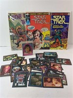 (3) VINTAGE STAR TREK COMIC BOOKS & TRADING CARDS