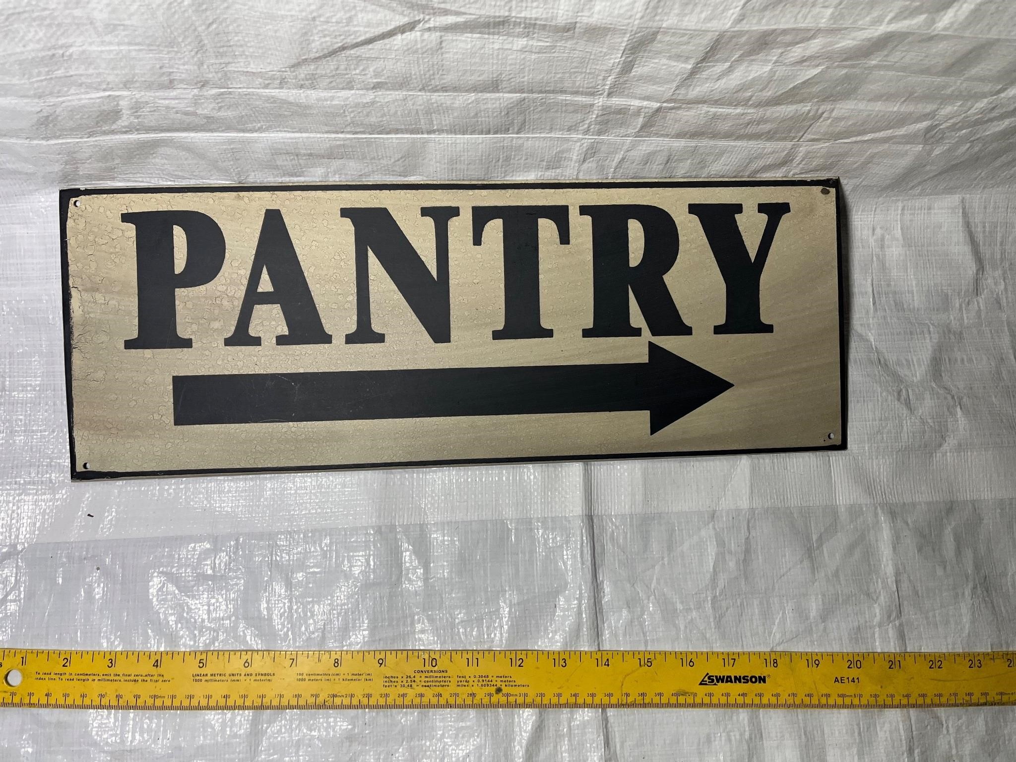 Metal pantry sign