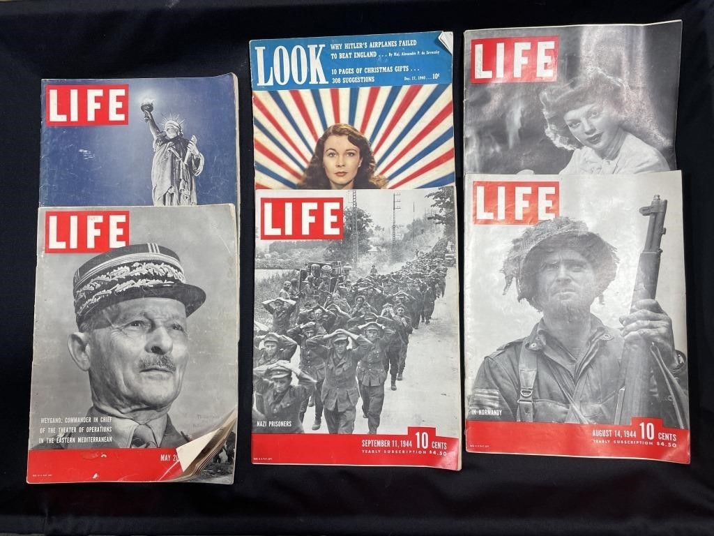 1940'S MAGAZINES (1) LOOK, (5) LIFE