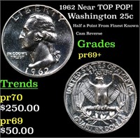 Proof 1962 Washington Quarter Near TOP POP! 25c Gr