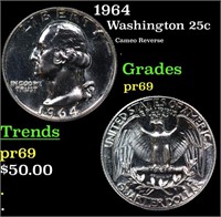 Proof 1964 Washington Quarter 25c Grades GEM++ Pro
