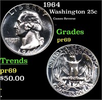 Proof 1964 Washington Quarter 25c Grades GEM++ Pro